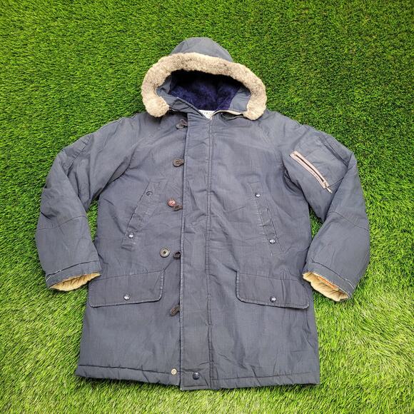 Vintage 70s Sears Parka Jacket Medium 23x30 Sherpa-Lined - Picture 1 of 16